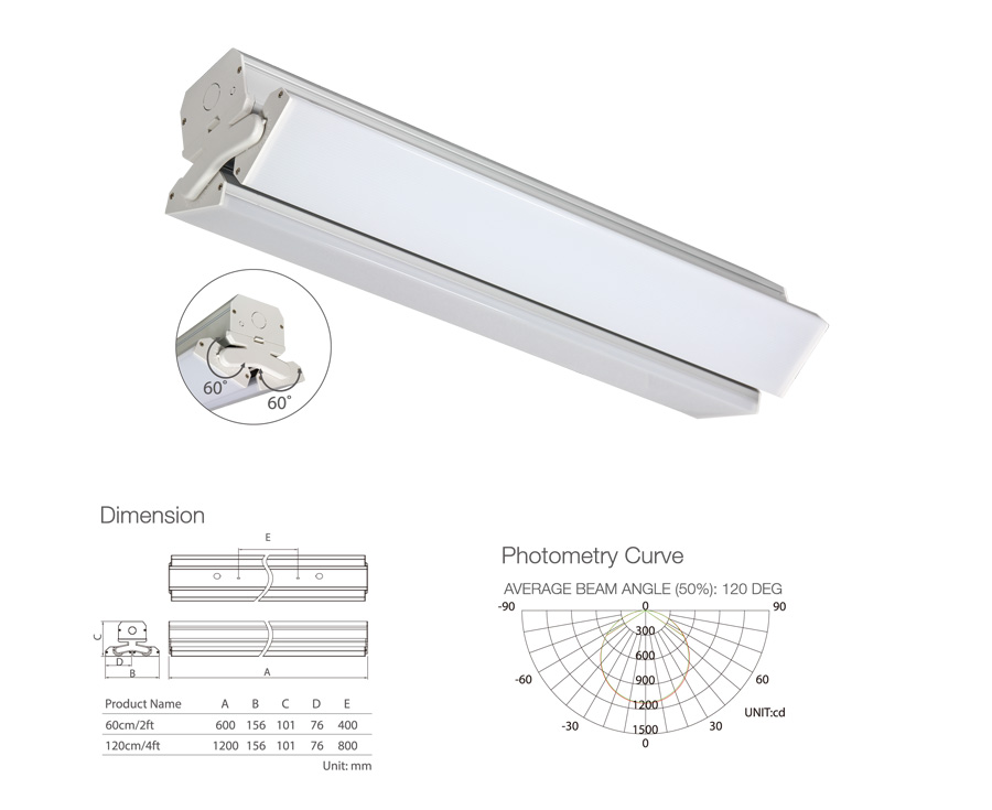 Indoor high lumen 7800lm LED twins batten